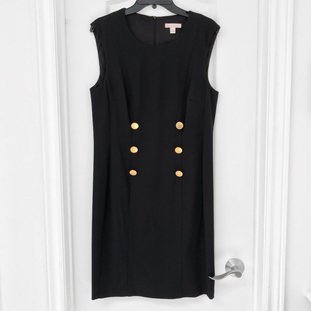db Nautical Style Black Sleeveless Dress Gold Button Detail Size 12